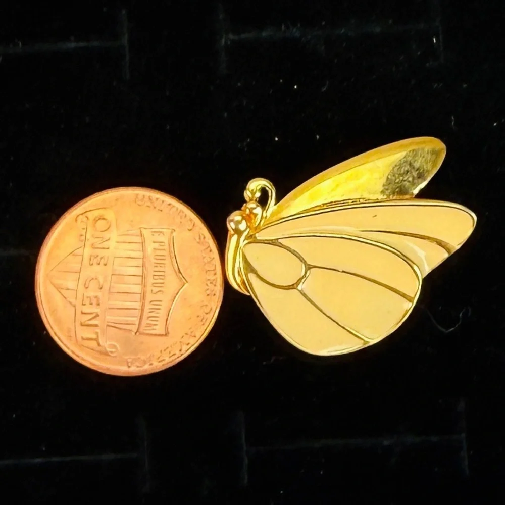 Goldtone vintage Yellow Butterfly Wing Brooch Pin